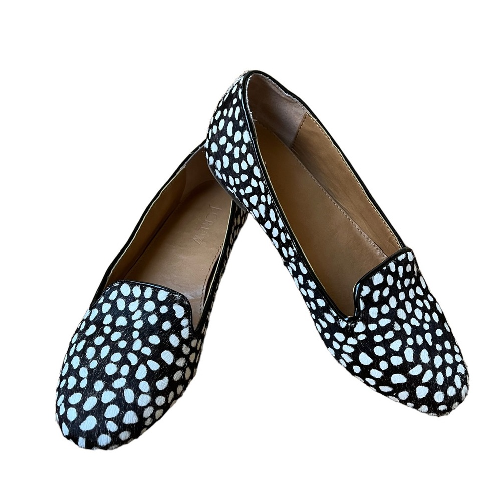 J. Crew Factory Cora Spotted Snow Leopard Calf Hair Flats